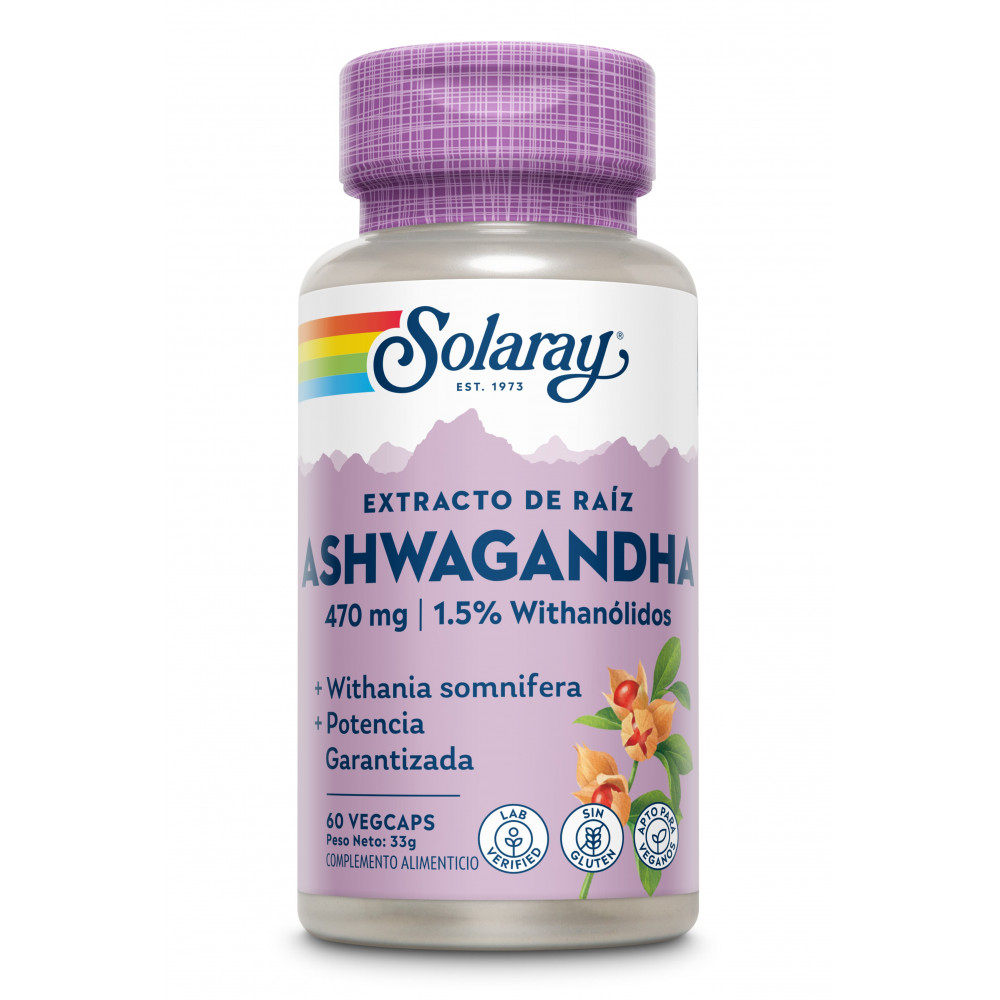 Comprar ASHWAGANDHA 470 MG 60 CAP SOLARAY online - Farmacia Coliseum