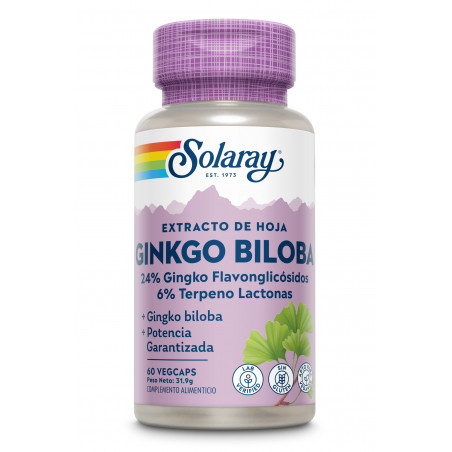 Comprar GINKGO BILOBA 60 MG 60 CAP SOLARAY online - Farmacia Coliseum