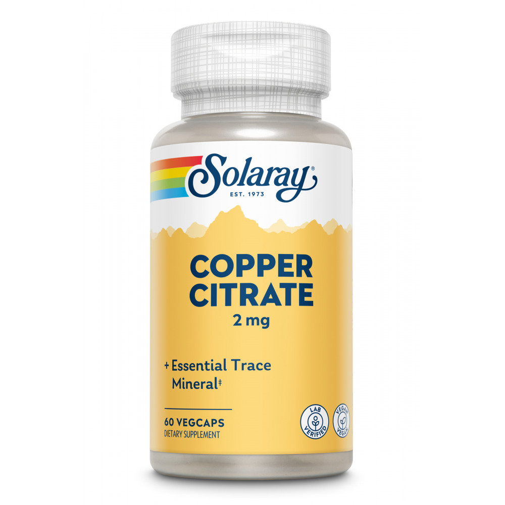 Comprar COBRE CITRATO 2 MG 60 CAP VEG SOLARAY online - Coliseum