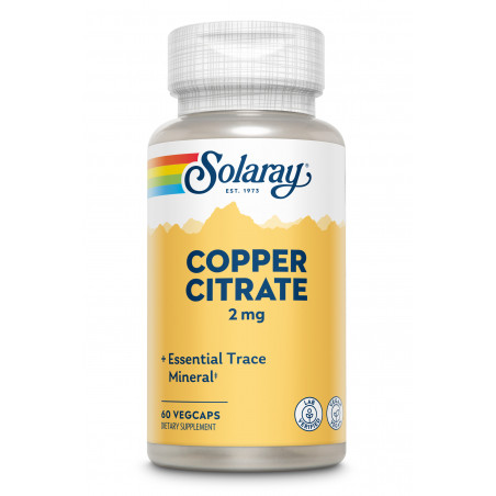 Comprar COBRE CITRATO 2 MG 60 CAP VEG SOLARAY online - Coliseum