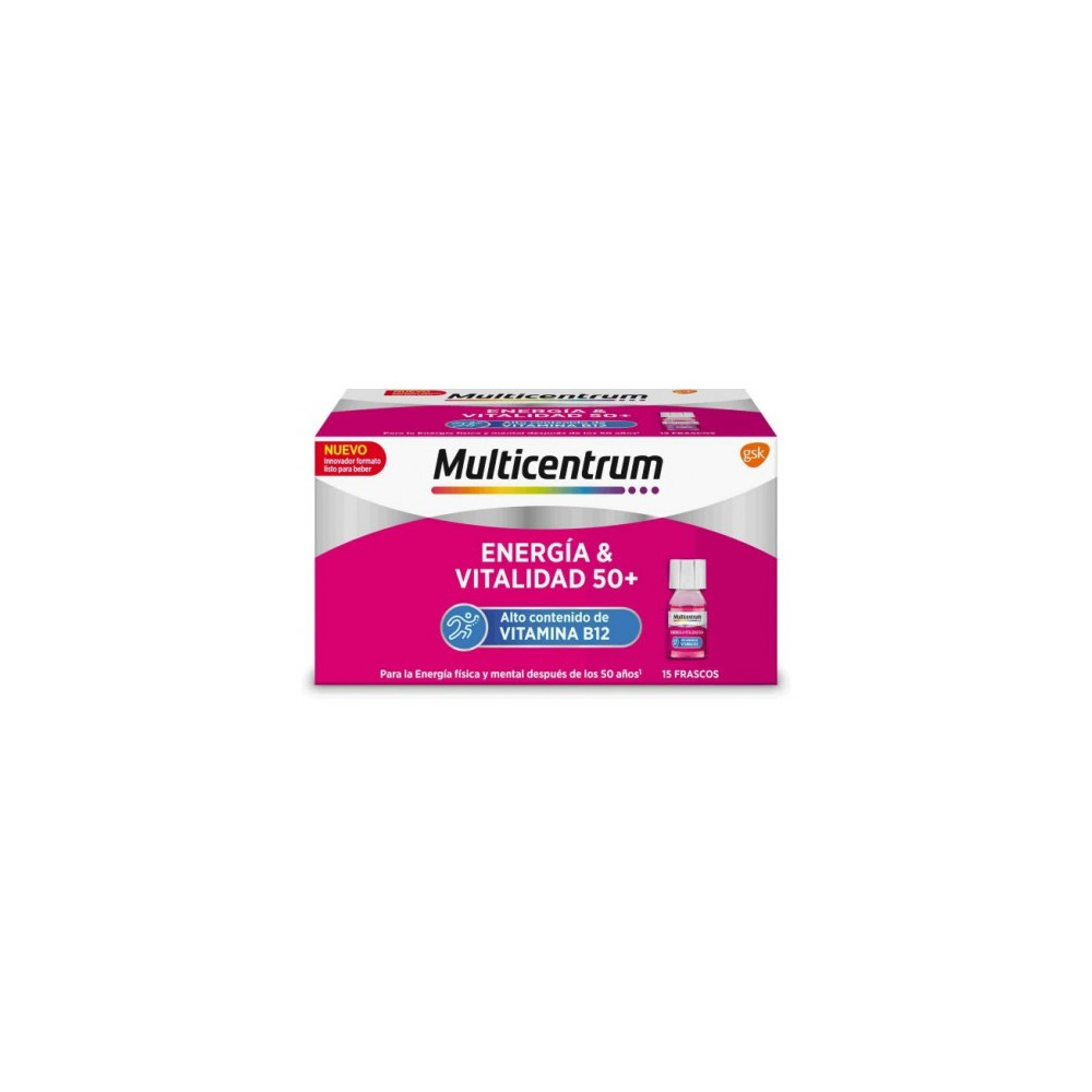 Comprar MULTICENTRUM ENERGIA & VITALIDAD 50+ 15 FRASCOS SABOR FRAMBUESA GSK online - Farmacia Coliseum