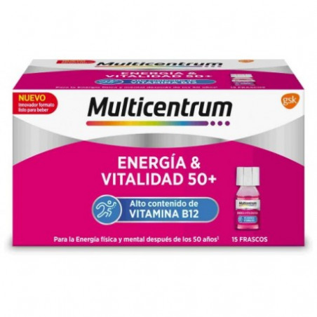 Comprar MULTICENTRUM ENERGIA & VITALIDAD 50+ 15 FRASCOS SABOR FRAMBUESA GSK online - Farmacia Coliseum