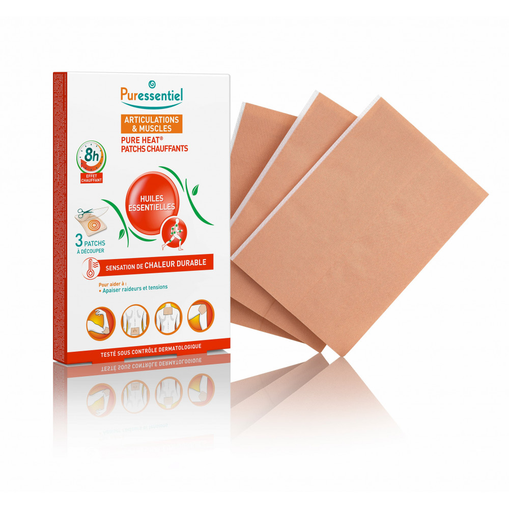 Comprar online PARCHES CALOR PURE HEAT A&M 3 UNIDADES PURESSENTIEL - Farmacia Coliseum