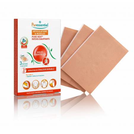 Comprar online PARCHES CALOR PURE HEAT A&M 3 UNIDADES PURESSENTIEL - Farmacia Coliseum