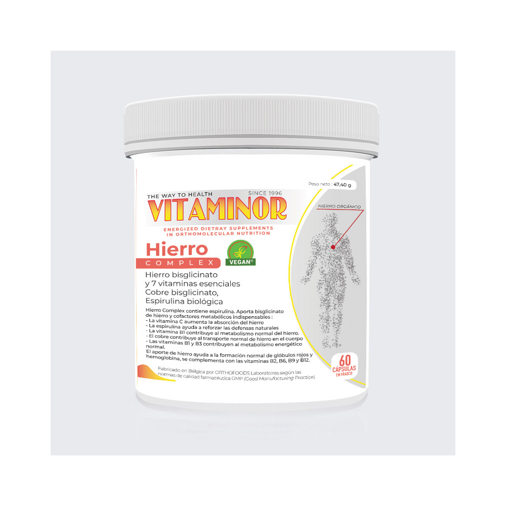 Comprar HIERRO COMPLEX 60 COMP VITAMINOR online - Farmacia Coliseum