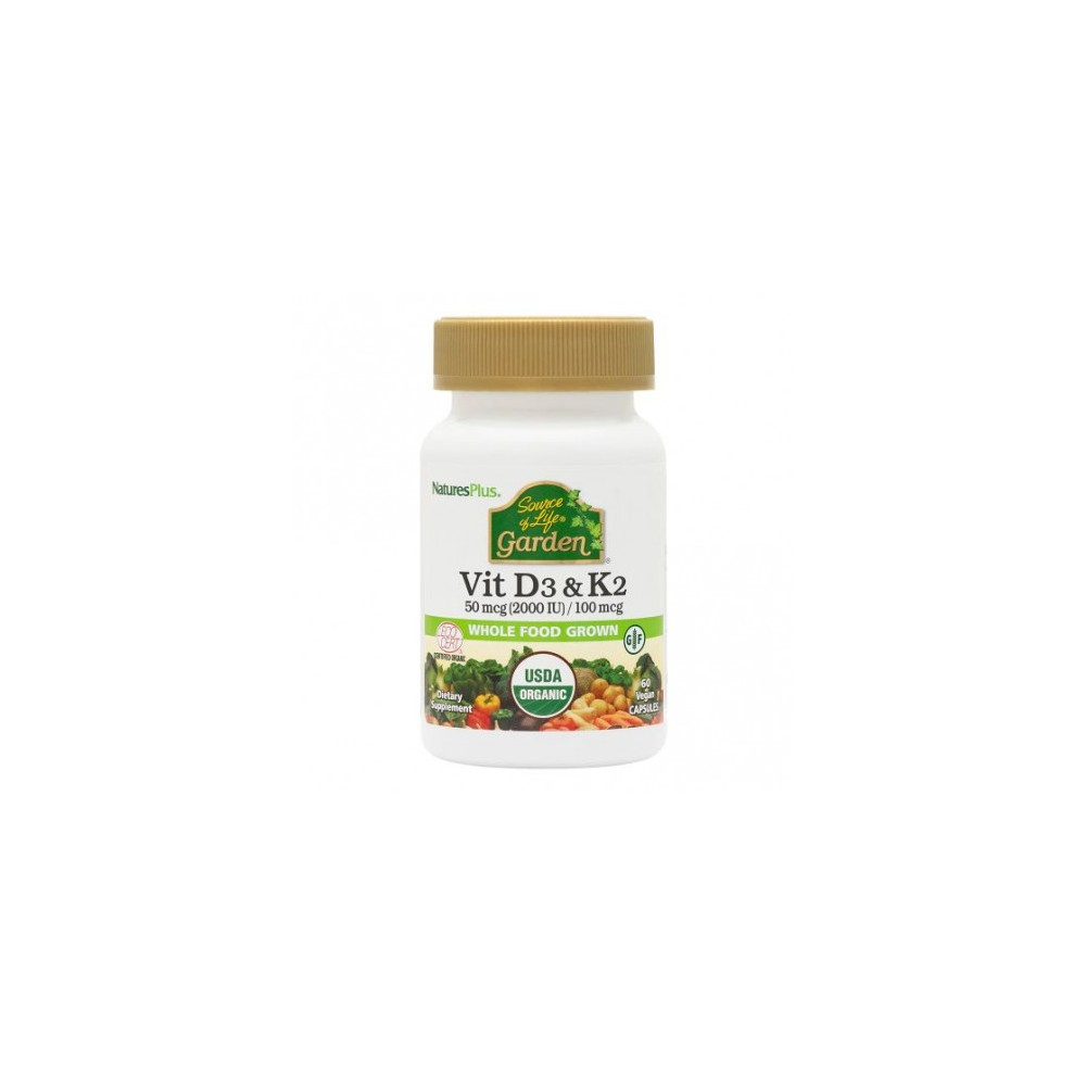 VITAMINA D3 2000 UI K2 100 MCG GARDEN 60 CAP NATURES PLUS