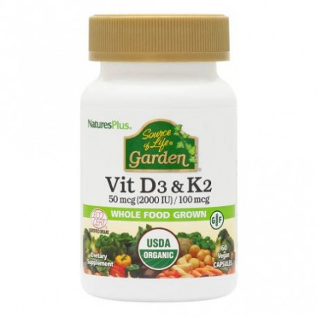 VITAMINA D3 2000 UI K2 100 MCG GARDEN 60 CAP NATURES PLUS