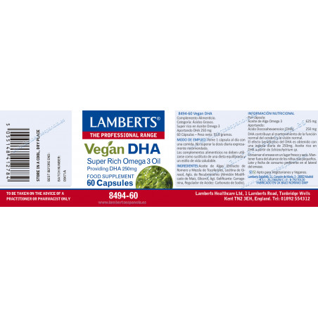 Comprar VEGAN DHA 250MG 60 CAPS LAMBERTS online - Farmacia Coliseum