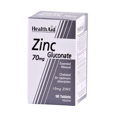 Comprar online GLUCONATO ZINC 70MG 90COMP HEALTH AID-Farmacia Coliseum