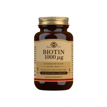 Comprar online BIOTINA 1000 MCG 50 CAP SOLGAR - Farmacia Coliseum