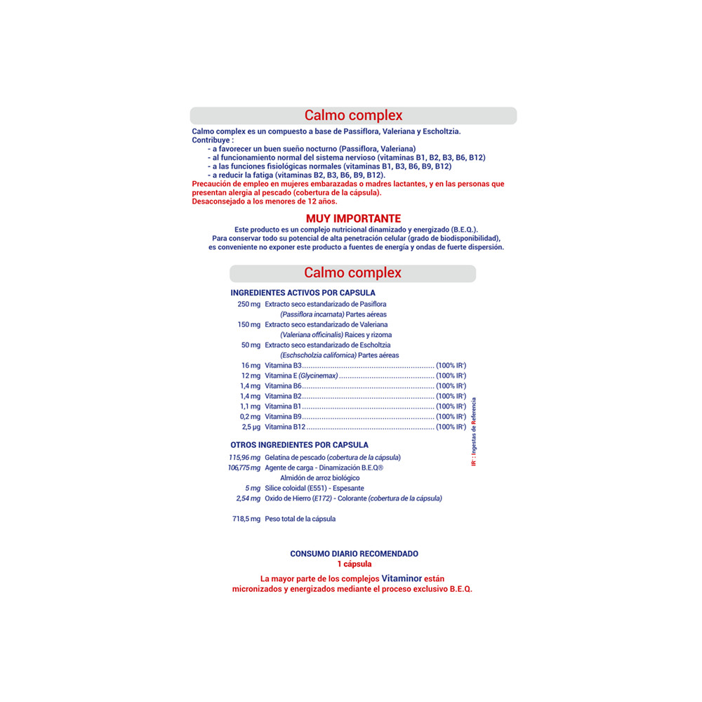 Comprar CALMO COMPLEX 60 CAP VITAMINOR online - Farmacia Coliseum