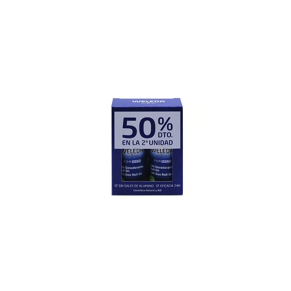 Comprar online WELEDA PACK DUPLO DESODORANTE ROLL ON MEN 50 ML - Farmacia Coliseum