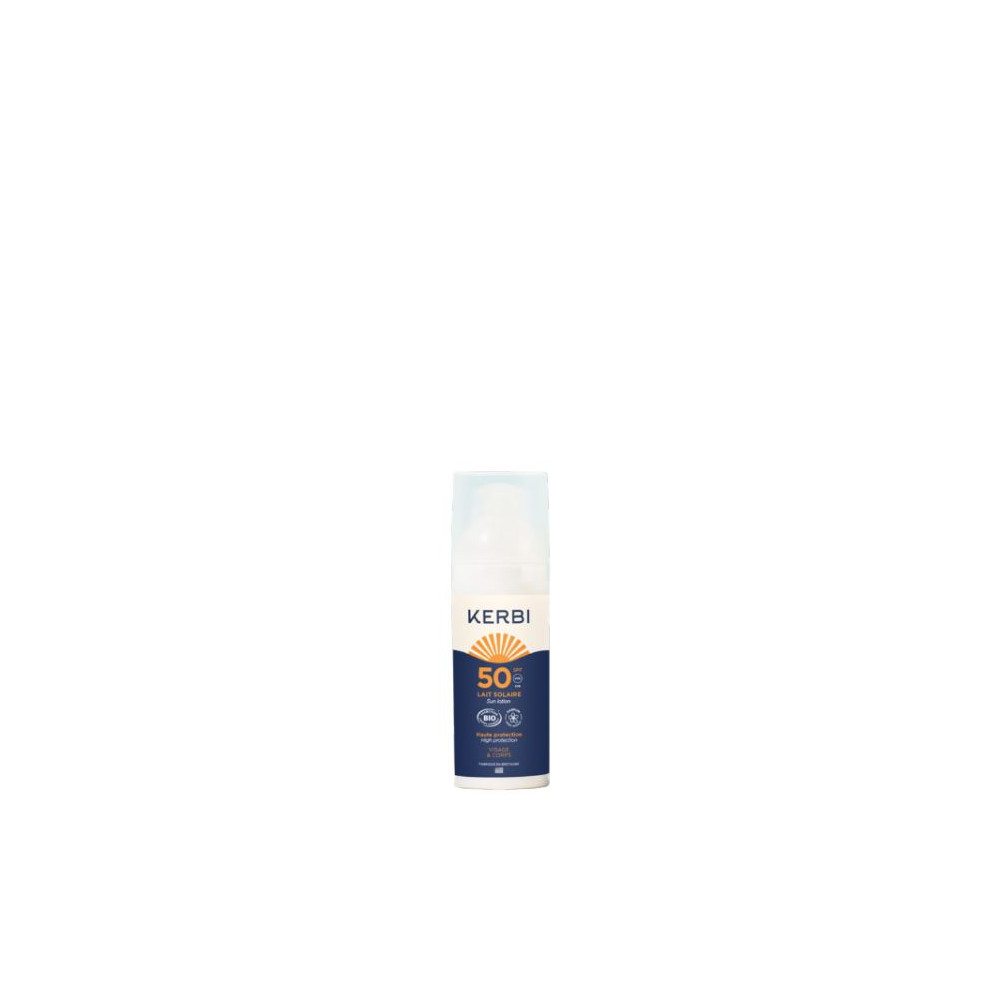 Comprar online PROTECTOR SOLAR SPF 50 50 G LECHE ROSTRO CUERPO BIO KERBI - Farmacia Coliseum