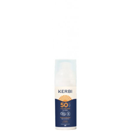 Comprar online PROTECTOR SOLAR SPF 50 50 G LECHE ROSTRO CUERPO BIO KERBI - Farmacia Coliseum