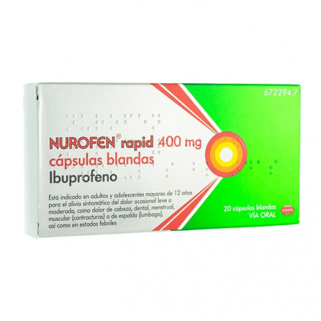 Comprar online NUROFEN RAPID 400 MG 20 CAPS BLANDAS- Farmacia Coliseum