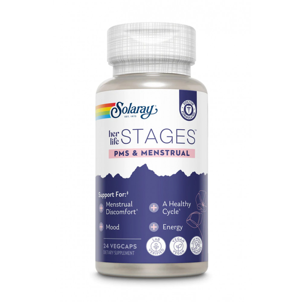 Comprar MENSTRUAL STAGES 24 VEGCAP SOLARAY online - Farmacia Coliseum