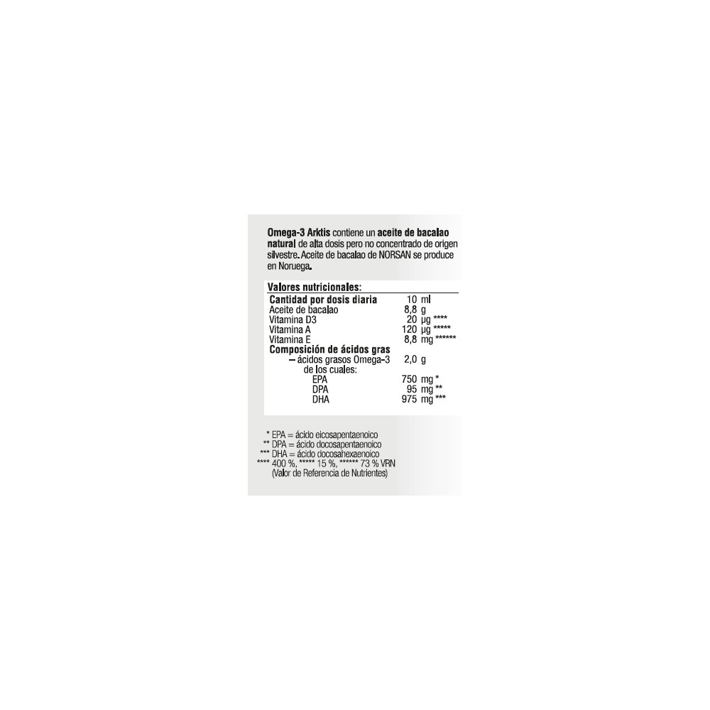Comprar OMEGA 3 ARKTIS ACEITE HIGADO BACALAO 200 CC NORSAN online - Farmacia Coliseum