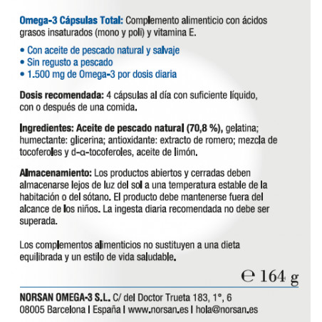 Comprar OMEGA 3 TOTAL 120 CAP NORSAN online - Farmacia Coliseum