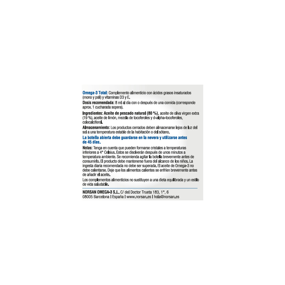 Comprar OMEGA 3 TOTAL LIMON 200 CC NORSAN online - Farmacia Coliseum
