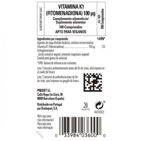 Comprar online VITAMINA K1 NATURAL 100 MCG 100 COMP SOLGAR - Farmacia Coliseum