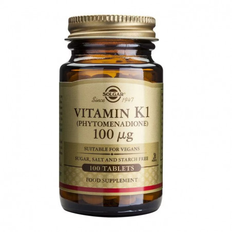 Comprar online VITAMINA K1 NATURAL 100 MCG 100 COMP SOLGAR - Farmacia Coliseum
