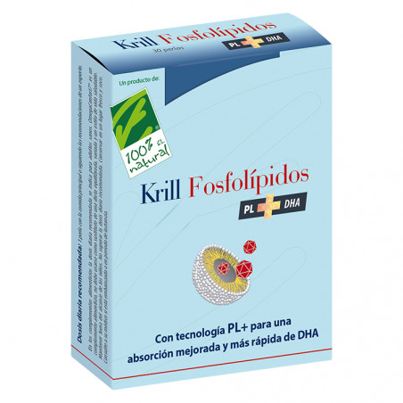 KRILL FOSFOLIPIDOS PL+DHA 30 PERLAS CIEN POR CIEN NATURAL - Coliseum