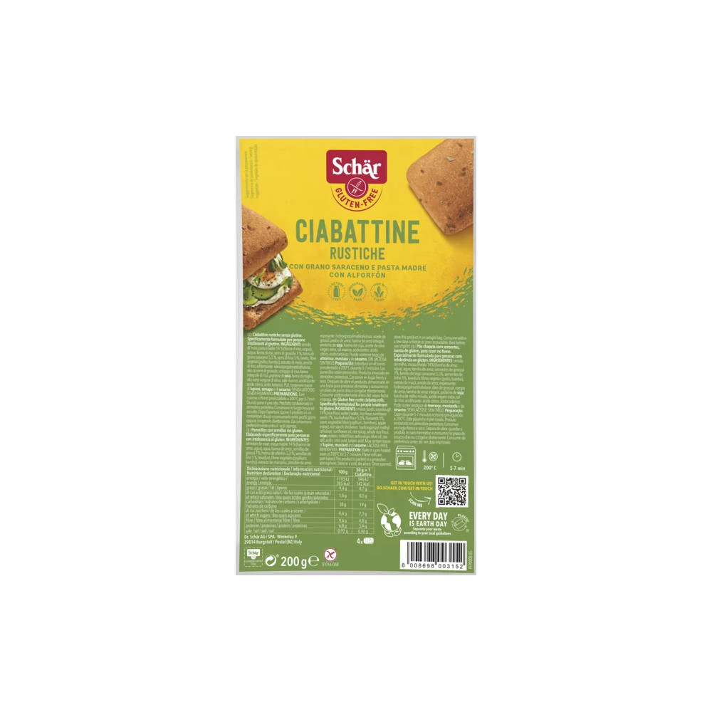 Comprar online CIABATTINE (CHAPATA) RÚSTICA 200 G SCHAR - Farmacia Coliseum