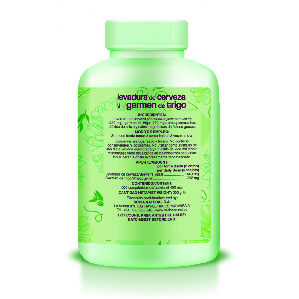 Comprar LEVADURA CERVEZA GERMEN DE TRIGO 500 COMP SORIA NATURAL