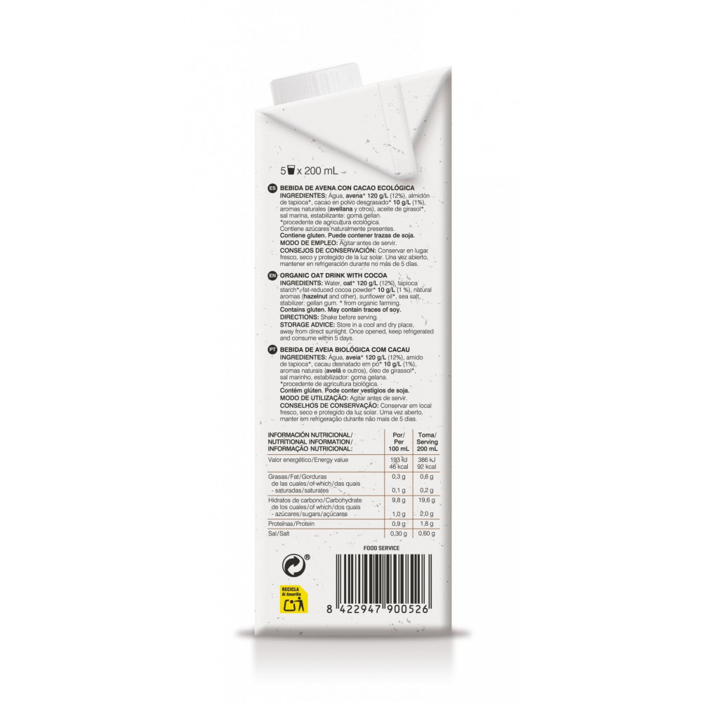 Comprar BEBIDA DE AVENA CON CACAO 1L ALECOSOR SORIA NATURAL online