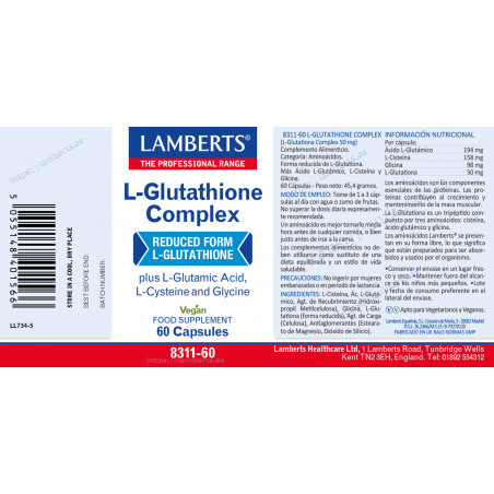 Comprar GLUTATIONA COMPLEX 60 CAP LAMBERTS online - Farmacia Coliseum