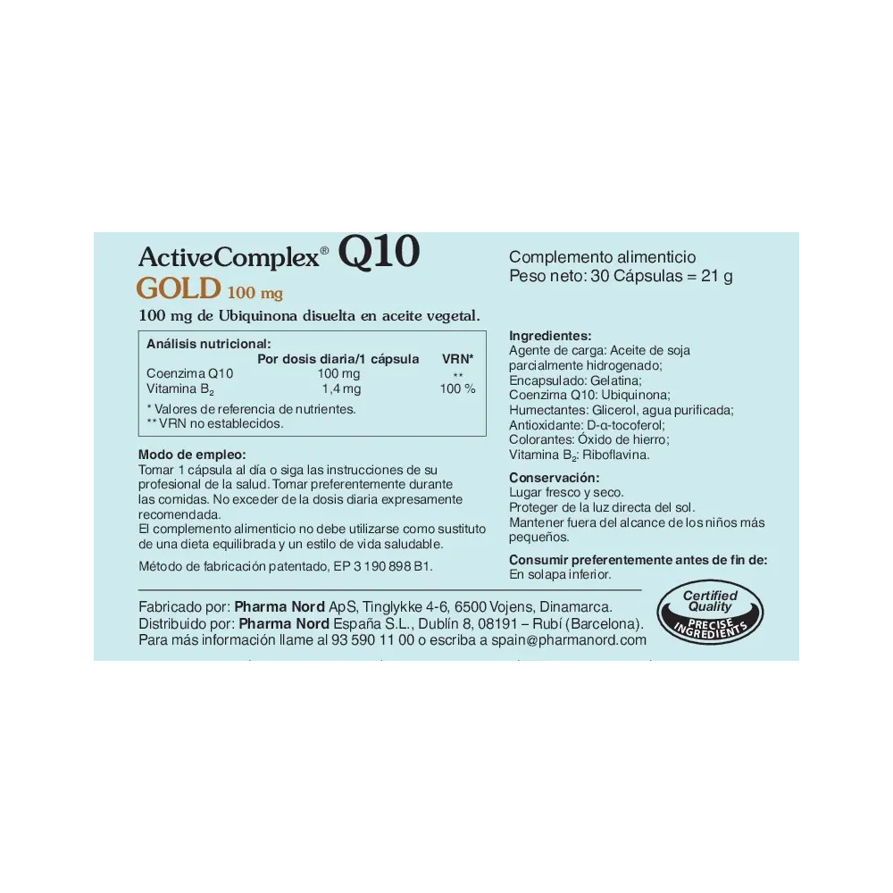 Comprar Q10 GOLD 100 MG 30 CAP ACTIVECOMPLEX PHARMA NORD - Coliseum