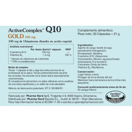 Comprar Q10 GOLD 100 MG 30 CAP ACTIVECOMPLEX PHARMA NORD - Coliseum