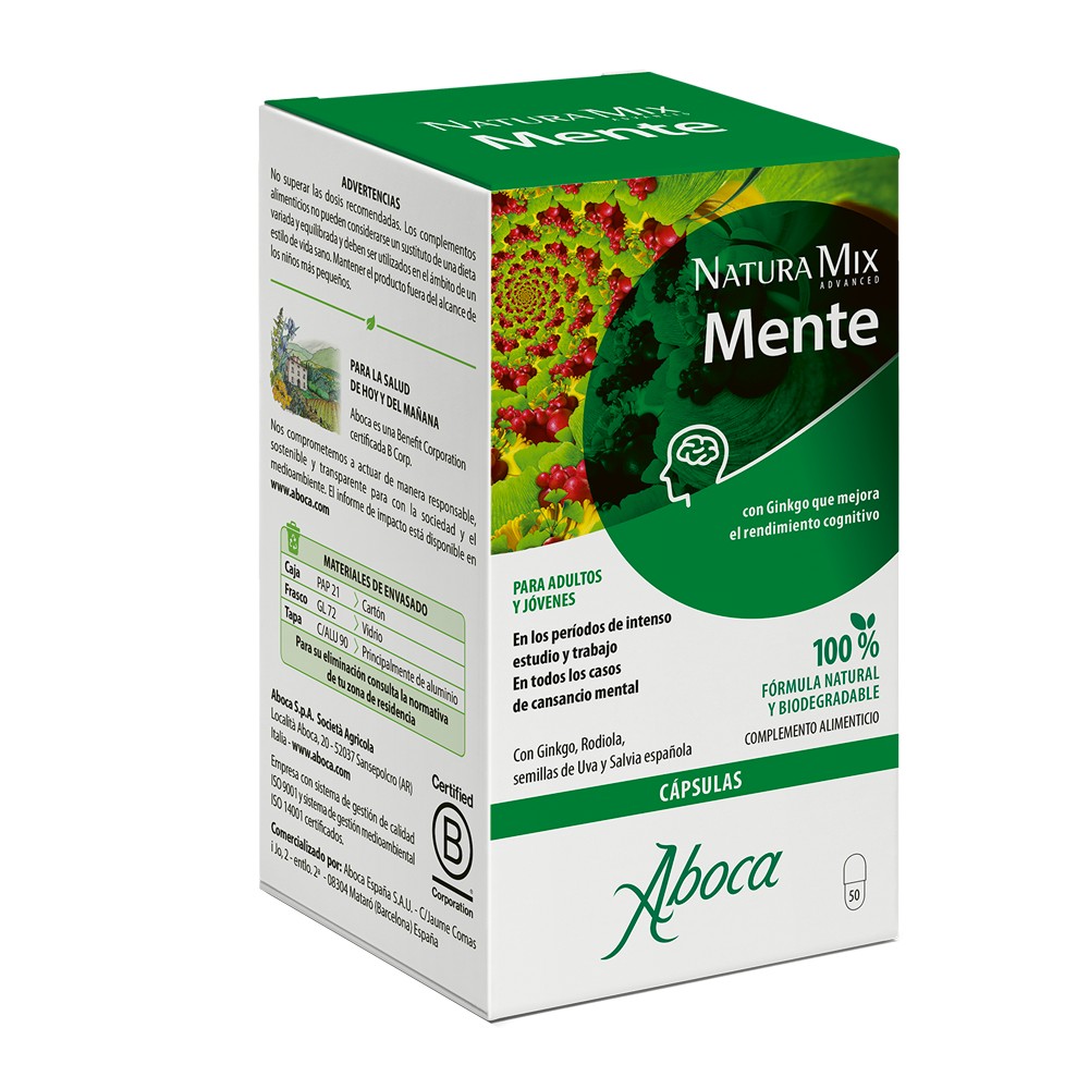 Comprar NATURA MIX ADVANCED MENTE 50 CAP ABOCA - Farmacia Coliseum