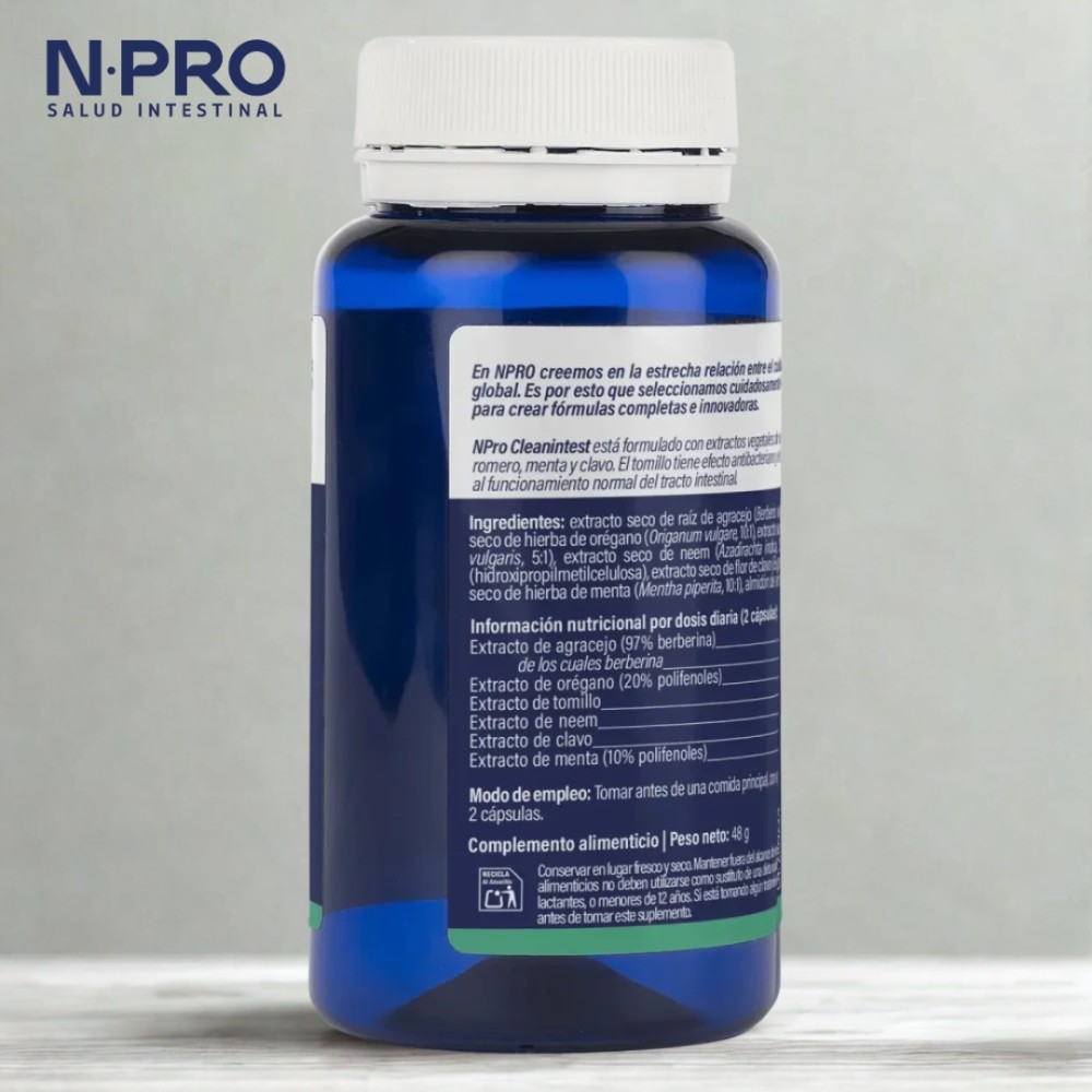 Comprar NPRO CLEANTINTEST 60 CAP NATURAL PROBIOTICS online - Coliseum