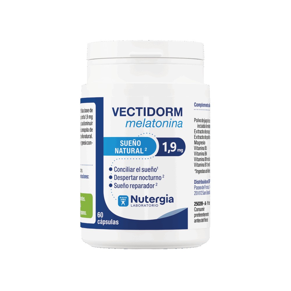 Comprar VECTI-DORM MELATONINA 60 CAP NUTERGIA online - Farmacia Coliseum