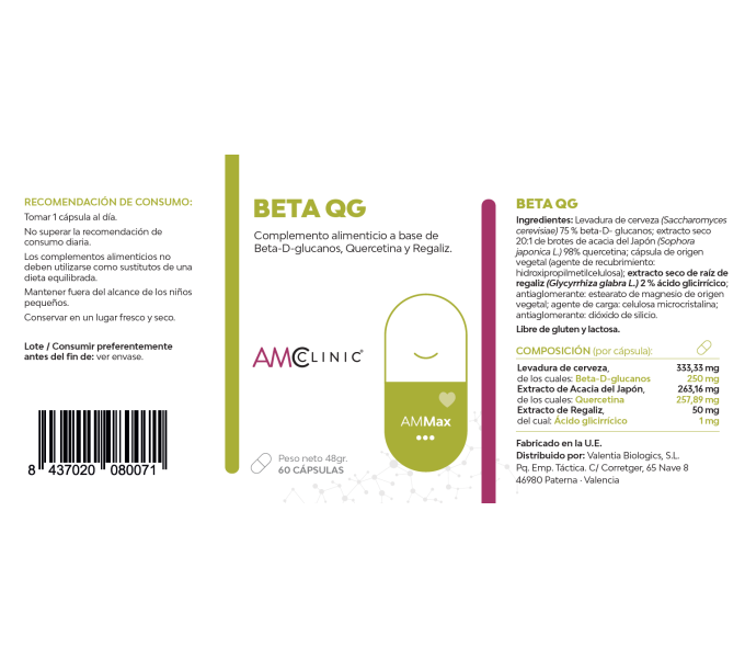 Comprar online BETA QG 60 CAP AMCLINIC - Farmacia Coliseum