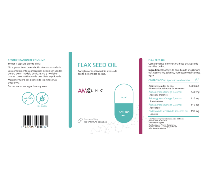 Comprar online FLAX SEED OIL (ACEITE LINO) 100 CAP AMCLINIC - Coliseum