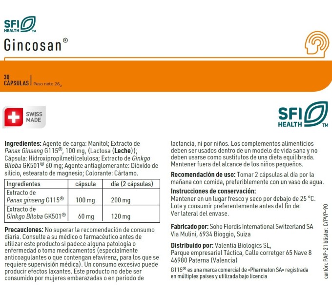 Comprar online GINCOSAN 30 CAP GINSANA SFI HEALTH- Farmacia Coliseum