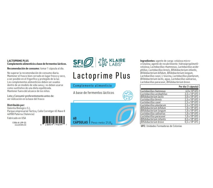 Comprar online LACTOPRIME PLUS 60 CAP SFI HEALTH KLAIRE LABS