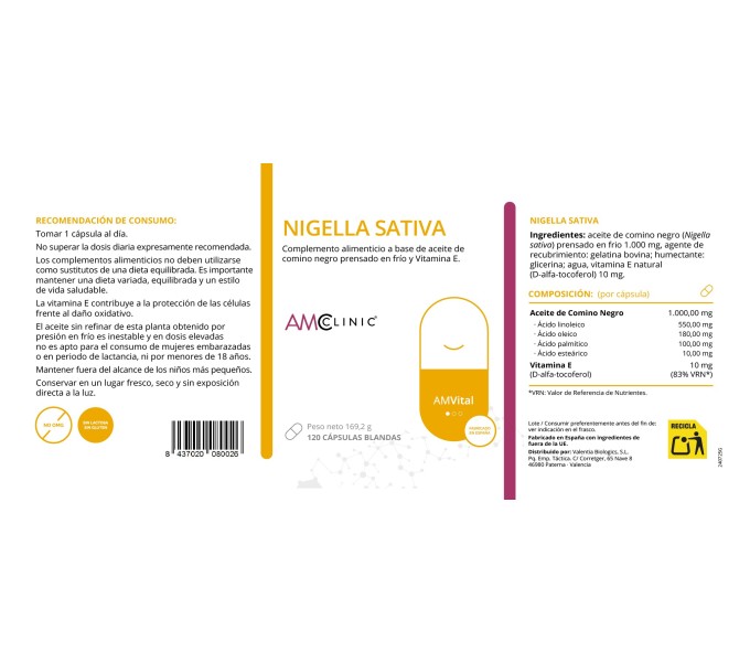 Comprar NIGELLA SATIVUM - COMINO NEGRO 120 CAP AMCLINIC online