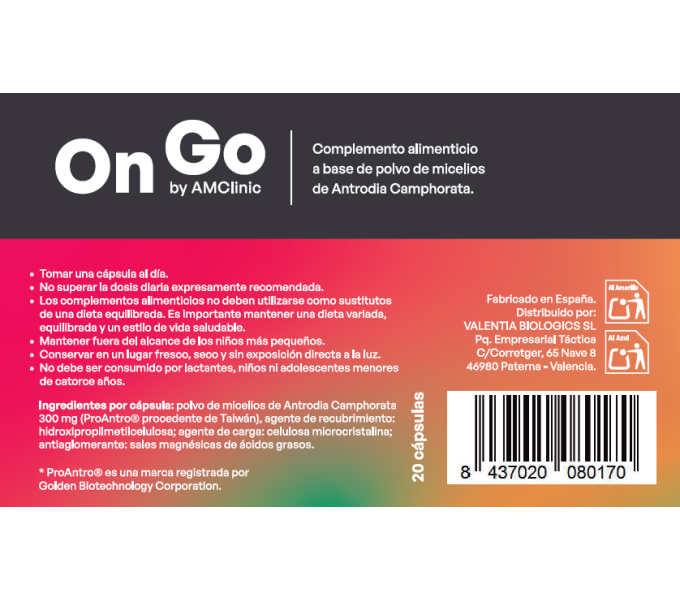 Comprar ONGO PROANTRO ANTRODIA CAMPHORATA 20 CAP AMCLINIC online