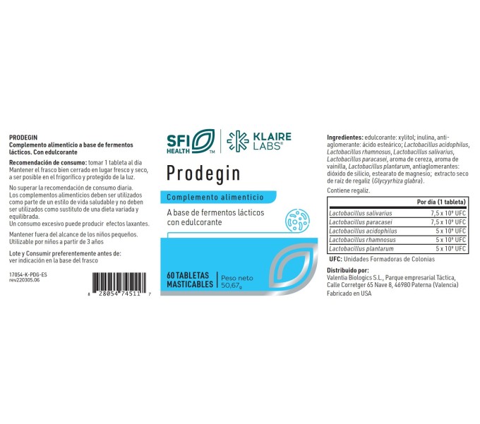 Comprar online PRODEGIN 60 COMP MASTIC SFI HEALTH KLAIRE LABS