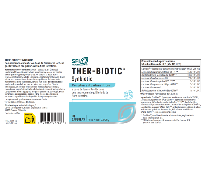 Comprar THER BIOTIC SYNBIOTIC 30 CAP SFI HEALTH KLAIRE LABS