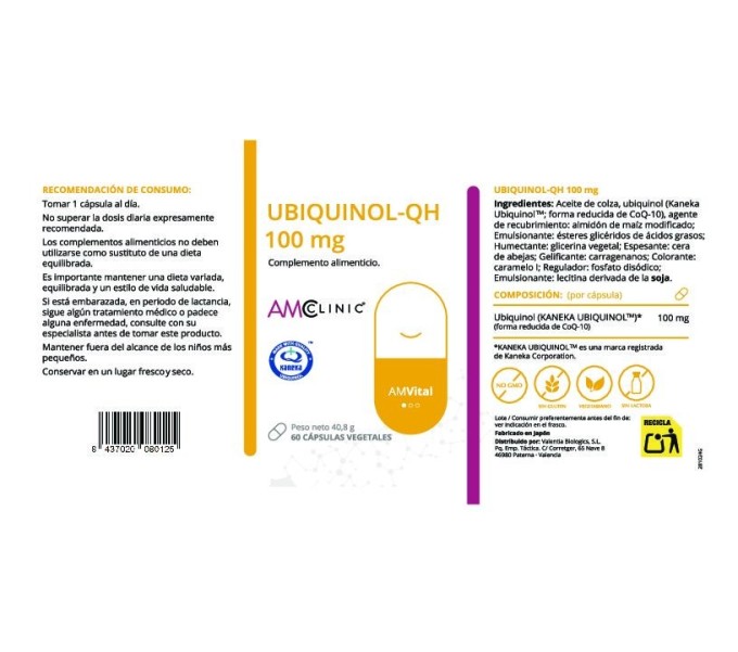 Comprar online UBIQUINOL QH 100 MG 60 CAP AMCLINIC - Farmacia Coliseum