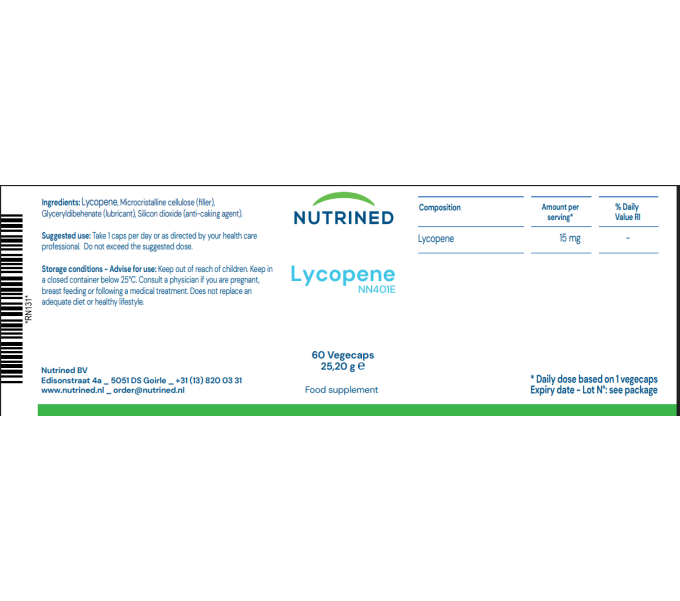 Comprar LYCOPEENE 15 MG 60 CAP  NUTRINED online - Farmacia Coliseum