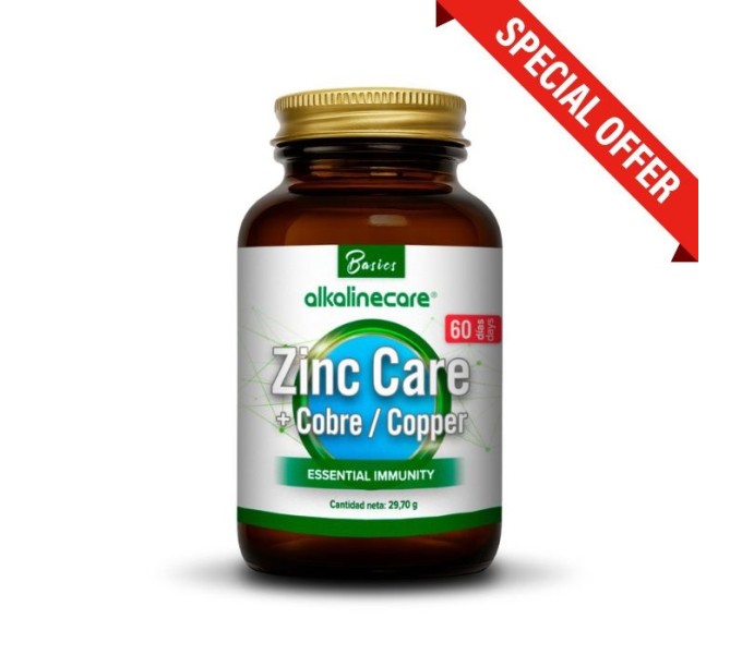 Comprar ZINC CARE COBRE 60 CAPS ALKALINE CARE online - Farmacia Coliseum