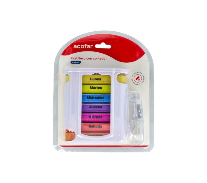 Comprar online ACOFAR PASTILLERO SEMANAL 4 TOMAS CON CORTADOR