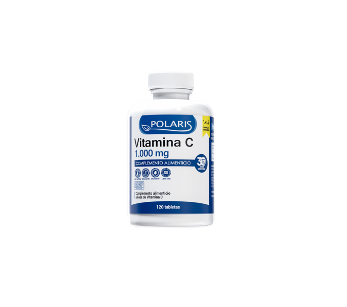 vitamina c 1000 mg 120 comp polaris  contribuye a mejorar la absorción del hierro, al buen | farmacia coliseum