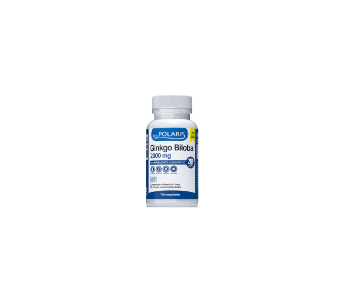 ginkgo biloba 2000 mg 100 comp polaris  promueve la circulación periférica, especialmente | farmacia coliseum
