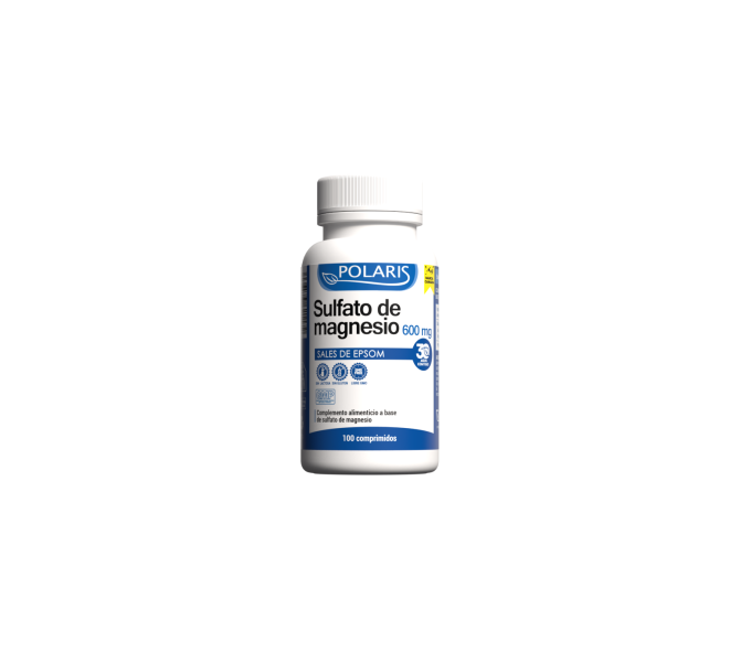 magnesio sulfato 600 mg 100 comp polaris  mejora el buen funcionamiento cardiovascular | farmacia coliseum